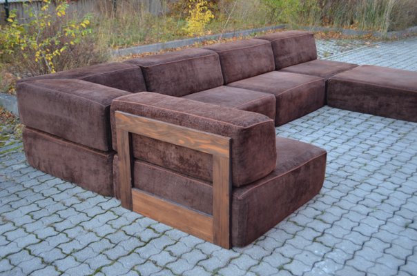 Vintage Brown Modular Sofa, 1970s, Set of 6-UF-1255549