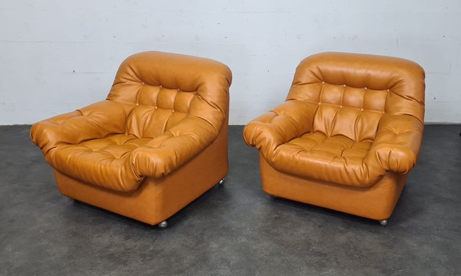 Vintage Brown Skai Lounge Chairs, 1960s, Set of 2-UYS-1397622