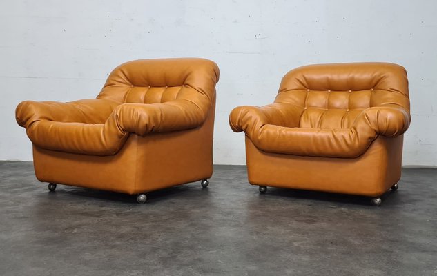 Vintage Brown Skai Lounge Chairs, 1960s, Set of 2-UYS-1397622