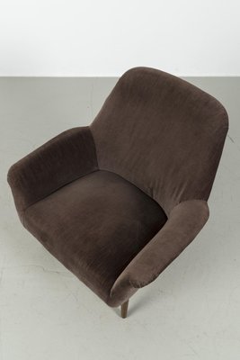 Vintage Brown Velvet Armchair-OKG-1814068