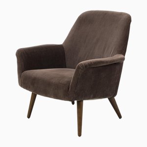 Vintage Brown Velvet Armchair-OKG-1814068