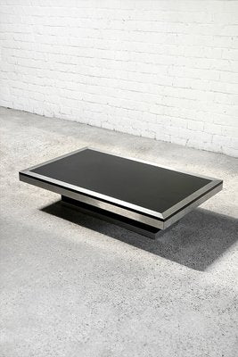 Vintage Brushed Aluminum Coffee Table, Italy, 1970s-WUY-2020447