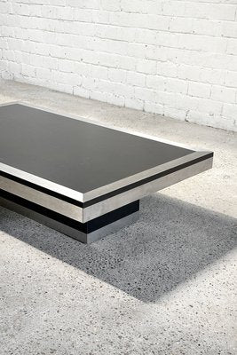 Vintage Brushed Aluminum Coffee Table, Italy, 1970s-WUY-2020447