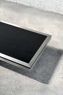 Vintage Brushed Aluminum Coffee Table, Italy, 1970s-WUY-2020447