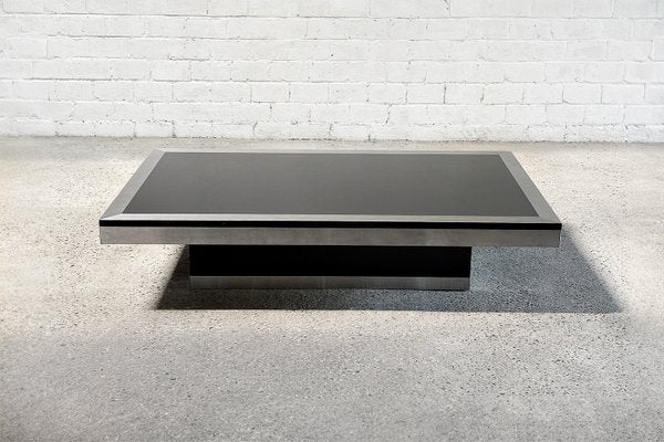 Vintage Brushed Aluminum Coffee Table, Italy, 1970s-WUY-2020447