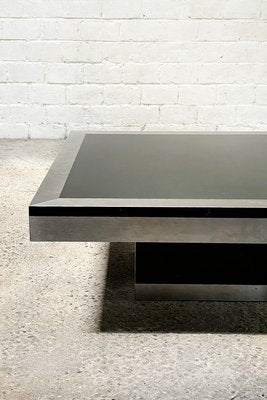 Vintage Brushed Aluminum Coffee Table, Italy, 1970s-WUY-2020447