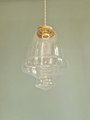 Vintage Bubbled Transparent Glass Pendant Light, 1970s-FAX-2023536