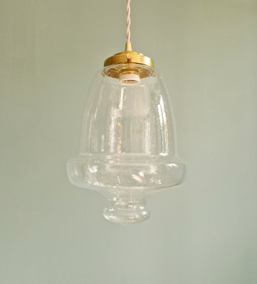 Vintage Bubbled Transparent Glass Pendant Light, 1970s-FAX-2023536