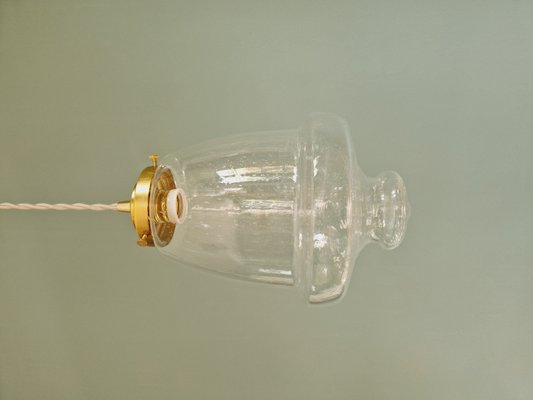 Vintage Bubbled Transparent Glass Pendant Light, 1970s-FAX-2023536