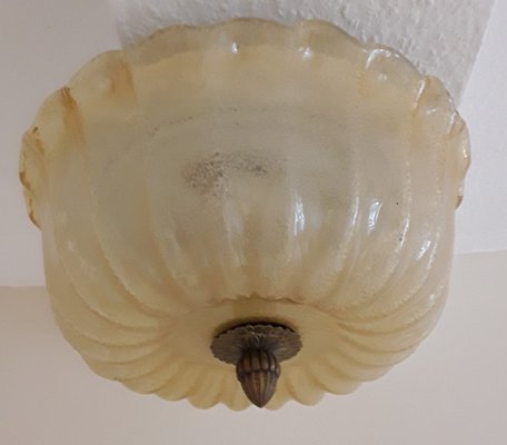 Vintage Bundt Cake Ceiling Lamp in Yellow Glass, 1970s-HOI-1340740