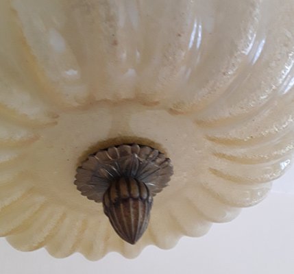 Vintage Bundt Cake Ceiling Lamp in Yellow Glass, 1970s-HOI-1340740