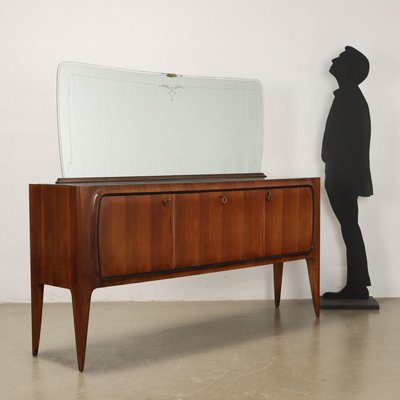 Vintage Cabinet in Walnut & Glass, Italy, 1950s-VMM-2042309