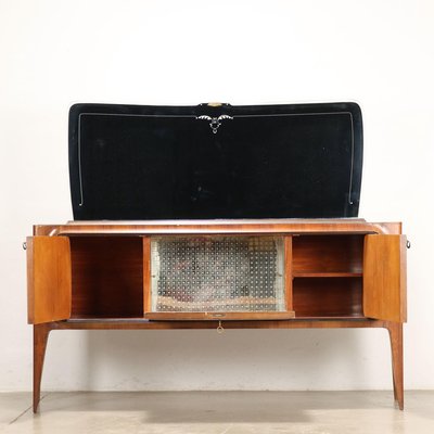 Vintage Cabinet in Walnut & Glass, Italy, 1950s-VMM-2042309