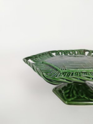 Vintage Cake Stand in Glazed Ceramic with Woven Green Trivet, 1940s-UIW-1407598