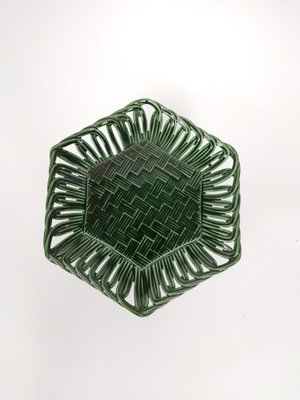 Vintage Cake Stand in Glazed Ceramic with Woven Green Trivet, 1940s-UIW-1407598