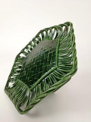 Vintage Cake Stand in Glazed Ceramic with Woven Green Trivet, 1940s-UIW-1407598