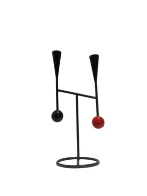 Vintage Candleholder in Cast Iron and Wood by Gunnar Ander, Sweden, 1950s-JKV-1784834