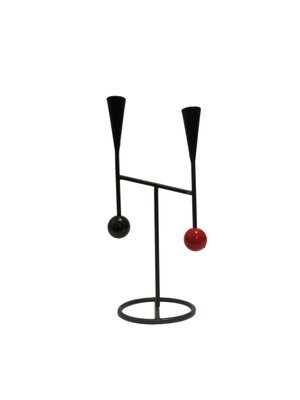 Vintage Candleholder in Cast Iron and Wood by Gunnar Ander, Sweden, 1950s-JKV-1784834