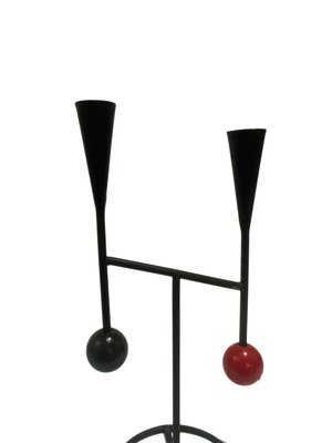 Vintage Candleholder in Cast Iron and Wood by Gunnar Ander, Sweden, 1950s-JKV-1784834