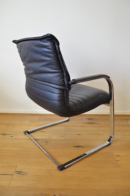 Vintage Cantilever Chair in Tubular Steel and Leather, 1980s-OV-2033736