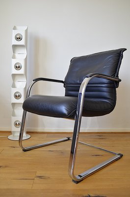 Vintage Cantilever Chair in Tubular Steel and Leather, 1980s-OV-2033736