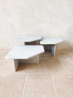 Vintage Carrara Marble Coffee Tables, 1970s, Set of 3-TDA-1404429