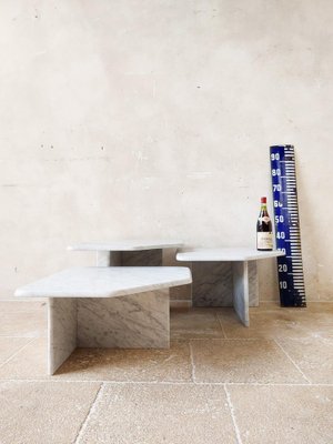 Vintage Carrara Marble Coffee Tables, 1970s, Set of 3-TDA-1404429