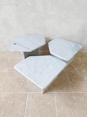 Vintage Carrara Marble Coffee Tables, 1970s, Set of 3-TDA-1404429