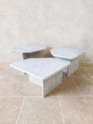 Vintage Carrara Marble Coffee Tables, 1970s, Set of 3-TDA-1404429