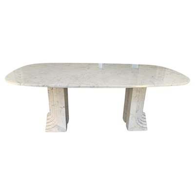 Vintage Carrara Marble Dining Table-JG-1293748