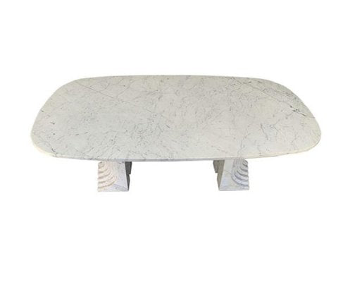 Vintage Carrara Marble Dining Table-JG-1293748