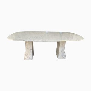 Vintage Carrara Marble Dining Table-JG-1293748