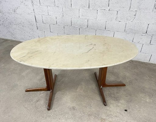 Vintage Carrare Marble Table, 1960s-PB-1703393