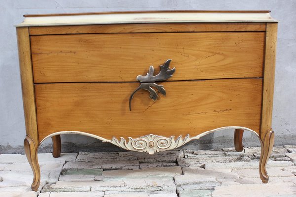 Vintage Carved Commode with Brass Accent Handle, 1960s-UWJ-1414117