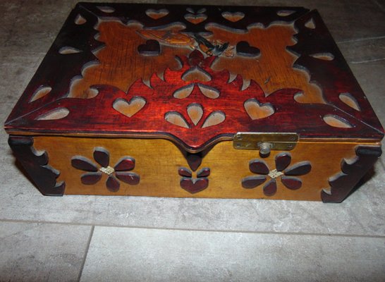 Vintage Carved Wooden Box-CAQ-653214