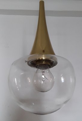 Vintage Cascade Lamp with Golden Metal Frame & 3 Clear Glass Shades from Kaiser, 1970s-HOI-980271