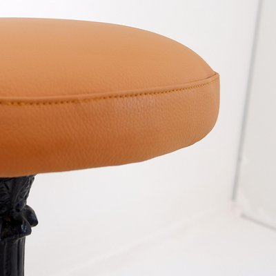 Vintage Cast Iron Bar Stool in Leather, 1900s-NYF-2019266