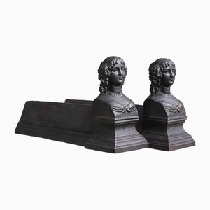 Vintage Cast Iron Fireplace Andirons, Set of 2-UWJ-1739197