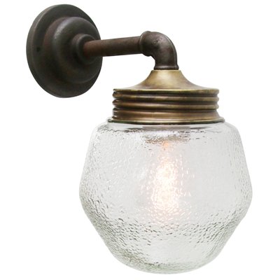 Vintage Cast Iron Sconce in Frosted Glass and Brass-BLS-1228789