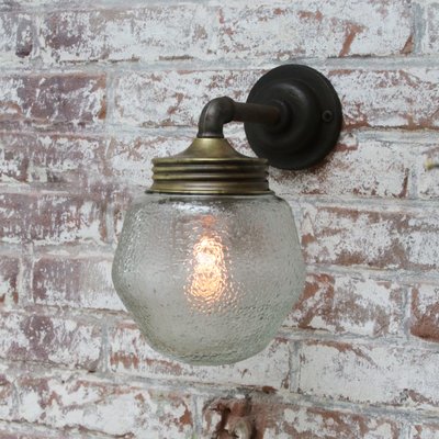 Vintage Cast Iron Sconce in Frosted Glass and Brass-BLS-1228789