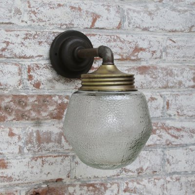 Vintage Cast Iron Sconce in Frosted Glass and Brass-BLS-1228789