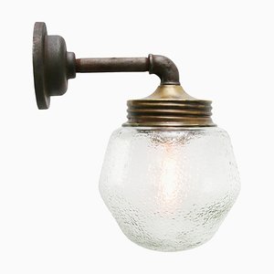 Vintage Cast Iron Sconce in Frosted Glass and Brass-BLS-1228789