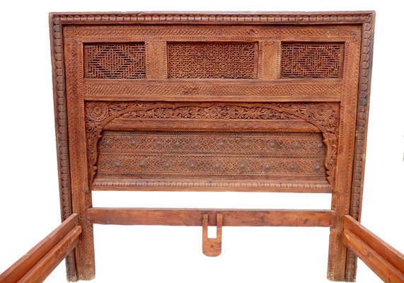 Vintage Cedar Double Bed, Swat-Tal, Pakistan-UZN-1389750