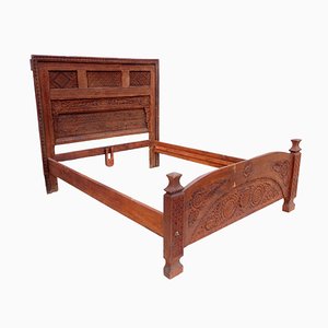 Vintage Cedar Double Bed, Swat-Tal, Pakistan-UZN-1389750