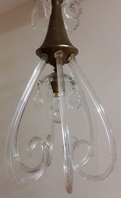 Vintage Ceiling Lamp in Brass and Crystal Glass, 1960s-HOI-1769008