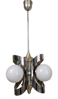 Vintage Ceiling Lamp in Brass & Crystal-ZVO-1317099