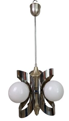 Vintage Ceiling Lamp in Brass & Crystal-ZVO-1317099