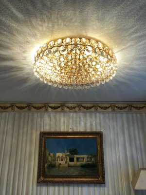 Vintage Ceiling Lamp in Brass T Crystal, 1990s-FLW-1402066