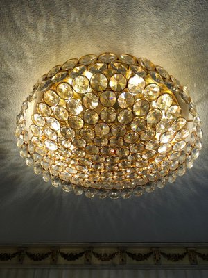 Vintage Ceiling Lamp in Brass T Crystal, 1990s-FLW-1402066