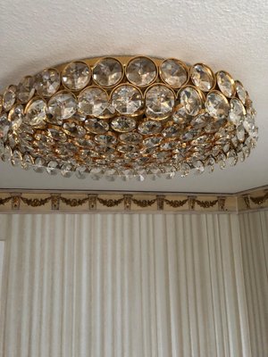 Vintage Ceiling Lamp in Brass T Crystal, 1990s-FLW-1402066